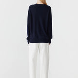 Bassike Oversized Crew Neck Knit In Ink