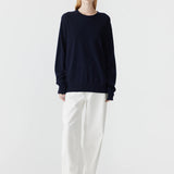 Bassike Oversized Crew Neck Knit In Ink