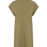 Bassike Sleeve Cut Off Tank Dress in Khaki Green