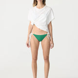 Bassike Boxy Pocket Detail Short Sleeve T-Shirt in White and Aloe Vera