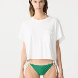 Bassike Boxy Pocket Detail Short Sleeve T-Shirt in White and Aloe Vera