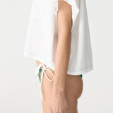Bassike Boxy Pocket Detail Short Sleeve T-Shirt in White and Aloe Vera