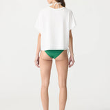 Bassike Boxy Pocket Detail Short Sleeve T-Shirt in White and Aloe Vera