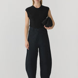 Bassike Cotton Twill Barrel Leg Pant in Black