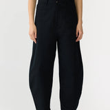Bassike Cotton Twill Barrel Leg Pant in Black