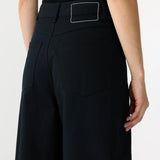 Bassike Cotton Twill Barrel Leg Pant in Black
