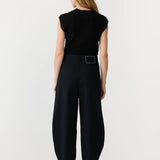 Bassike Cotton Twill Barrel Leg Pant in Black