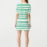 Bassike Crochet Stripe T-Shirt Knit in Aloe Vera and White