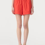 Bassike Crushed Cotton Tennis Short in Red