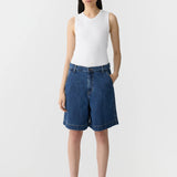Bassike Denim Bermuda Short in Bright Indigo