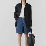 Bassike Denim Bermuda Short in Bright Indigo