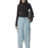 Bassike Denim Utility Cargo Pant in Light Vintage Blue