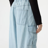 Bassike Denim Utility Cargo Pant in Light Vintage Blue