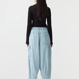Bassike Denim Utility Cargo Pant in Light Vintage Blue