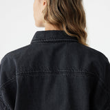 Bassike Denim Zip Front Crop Jacket in Washed Black
