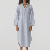 Bassike Dobby Stripe Shirt Dress in Blue Stripe