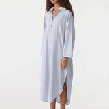 Bassike Dobby Stripe Shirt Dress in Blue Stripe