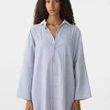 Bassike Dobby Stripe Shirt Dress in Blue Stripe