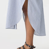 Bassike Dobby Stripe Shirt Dress in Blue Stripe