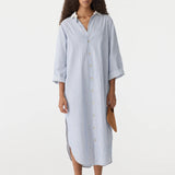 Bassike Dobby Stripe Shirt Dress in Blue Stripe