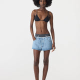 Bassike Elasticated Denim Short in Classic Blue Wash