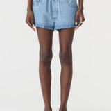 Bassike Elasticated Denim Short in Classic Blue Wash