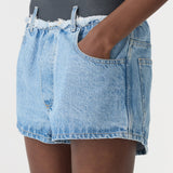 Bassike Elasticated Denim Short in Classic Blue Wash