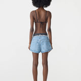 Bassike Elasticated Denim Short in Classic Blue Wash