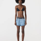 Bassike Elasticated Denim Short in Classic Blue Wash