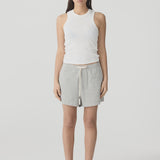 Bassike French Terry Side Stripe Short in Grey Marle and White