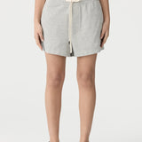 Bassike French Terry Side Stripe Short in Grey Marle and White
