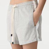 Bassike French Terry Side Stripe Short in Grey Marle and White