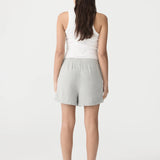 Bassike French Terry Side Stripe Short in Grey Marle and White