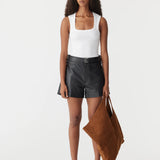Bassike Low Scooped Rib Tank in White