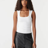 Bassike Low Scooped Rib Tank in White