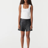 Bassike Low Scooped Rib Tank in White