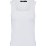 Bassike Low Scooped Rib Tank in White