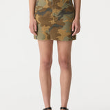 Bassike Raw Edge Camo Skirt in Camo Print