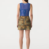 Bassike Raw Edge Camo Skirt in Camo Print