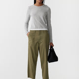 Bassike Stretch Cotton Relaxed Pant in Military