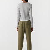 Bassike Stretch Cotton Relaxed Pant in Military