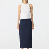 Bassike Stretch Twill Pull On Skirt in Ink and White