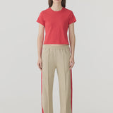 Bassike Twill Stripe Detail Pant in Light Tan and Red