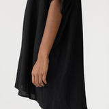 Bassike Boxy Placket Dress in Black