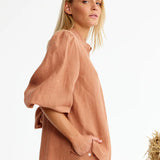 Binny Leather Shirt in Choc Mousse