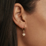 By Charlotte By The Sea Crystal Starfish Hoops in 18K Gold Vermeil