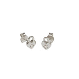 By Charlotte Crystal Lotus Heart Padlock Stud Earrings in Silver