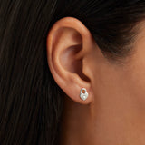 By Charlotte Crystal Lotus Heart Padlock Stud Earrings in Silver