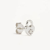 By Charlotte Crystal Lotus Heart Padlock Stud Earrings in Silver