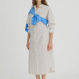 LMND Chiara Maxi Dress in Vanilla and Cinnamon and Ink Blue